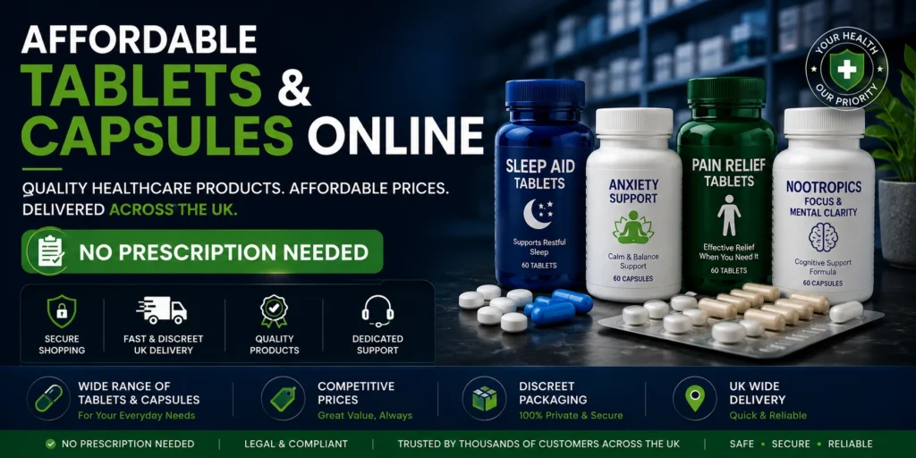 Affordable tablets and capsules are available online in the UK.